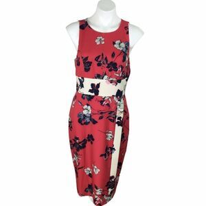 Adrianna Papell Dress etched blooms blocked sheath Womens Floral Size 6 NWT